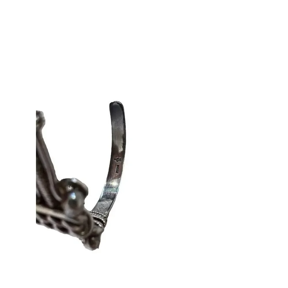 Boho Hand Crafted Sterling Silver Cuff Bracelet India 925